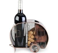 BRUBAKER Porte Bouteilles de Vin Caravane - Porte Bouteilles en Métal Cuivré avec Rangement des Bouchons - Cadeau Déco pour Les Campeurs - Figure Métallique avec Carte Cadeau - Couleur : Cuivre