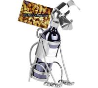 BRUBAKER Porte-bouteilles de vin Chien Porte-bouteilles Objet de décoration en métal avec carte de vœux pour cadeau de vin