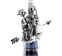 Brubaker Porte-bouteilles de vin Couple amoureux sur cœur flèche - Porte-bouteilles en métal Couple amoureux avec verres à vin - 27 cm Porte-bouteilles décoration avec carte de voeux - Cadeau de vin p
