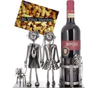 Brubaker Porte-Bouteilles de Vin Couple avec Chien - Objet Décoratif Métal - Porte-Bouteilles - Avec Carte de Voeux pour Cadeau de Vin