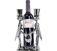 BRUBAKER Porte-bouteilles de vin Couple de mariés Hommes Couple de mariés Objet décoratif en métal avec carte de vœux pour cadeau de mariage