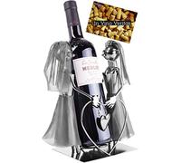 BRUBAKER Porte-Bouteilles de Vin - Couple de Mariés Lesbienne - Objet de Décoration Métal avec Carte de Vœux pour Vadeau de Mariage