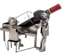BRUBAKER Porte-bouteilles de vin Duo avec chanteur au piano - Porte-bouteilles en métal avec carte de vœux pour cadeau de vin