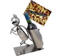 Brubaker Porte-bouteilles de vin Feuilles Grenouille - Objet décoratif en métal - Porte-bouteilles - avec carte de vœux pour cadeau de vin