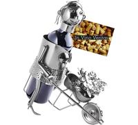 Brubaker Porte-bouteilles de vin Jardinière - Sculpture en métal Porte-bouteilles - Cadeau de jardin pour les amateurs de vin avec carte de vœux