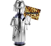 BRUBAKER Porte-bouteilles de vin Médecin - Sculpture métallique porte-bouteilles - 20 cm - Cadeau de vin pour patients médecins spécialistes médecine étudiantes pour les études - avec carte de vœux