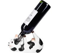 BRUBAKER Porte-bouteilles de vin Vache assoiffée - Porte-bouteilles Animaux ivres - Porte-bouteilles drôle - Décoration Figure de la ferme peinte à la main Accessoires pour le vin pour le bar à vin - 