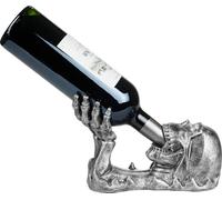 BRUBAKER Porte-bouteilles Tête de mort - Porte-bouteilles Crâne buveur avec main squelette argenté - Porte-bouteilles Déco Figure Peinte à la main Accessoires pour le vin - Décoration amusante - Cadea