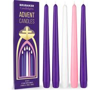 BRUBAKER Premium Adventskerzen 3x Lila, 1x Rosa und 1x Weiß - Set de 5 bougies de l'Avent - Bougies pointues traditionnelles pour couronnes de l'Avent, arrangements de l'Avent et autres décorations de