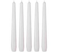 BRUBAKER Premium Bougies Pointues Blanches - 5 pièces - Jusqu'à 7,5 Heures de Combustion par Bougie - 24 cm Set de Bougies de Table pour Chandeliers et Lustres - Bougies Chandelier Porte-Bougies