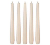 BRUBAKER Premium Bougies Pointues Champagne - 5 pièces - Jusqu'à 7,5 Heures de Combustion par Bougie - 24 cm Set de Bougies de Table pour Chandeliers et Lustres - Bougies Chandelier Porte-Bougies