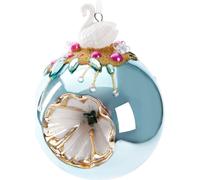 BRUBAKER Premium Boule de Noël bleu clair avec figure de cygne - 10 cm Décorations de Noël avec perles