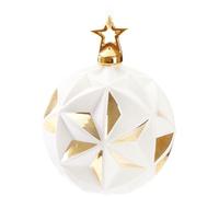BRUBAKER Premium Boule de Noël Étoile Blanc Or avec Surface 3D - 10 cm Boule d'arbre en Verre avec Étoile de Noël Figure en Porcelaine - Boule d'arbre de Noël - Décoration de Noël
