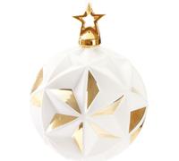 BRUBAKER Premium Boule de Noël Étoile Blanc Or avec surface 3D - 10 cm Boule de Noël en verre avec figure d'étoile de Noël