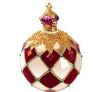 BRUBAKER Premium Boule de Noël Royal King - Boule d'arbre royale or rouge - Carreaux avec velours, paillettes et couronne