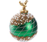 BRUBAKER Premium Boule de Noël verte avec cerf doré - Boule de Noël en verre décorée à la main - 10 cm Décorations pour l'arbre de Noël