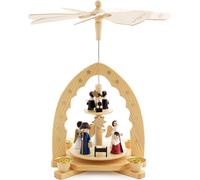 BRUBAKER Pyramide de Noël en bois à 2 étages - 30 cm - Scène de la crèche avec l'enfant Jésus, Marie et Joseph, des anges et des chanteurs à l'étoile