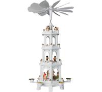 Brubaker Pyramide de Noël en bois - Blanc - 4 étages - 60 cm de hauteur - personnages peints à la main