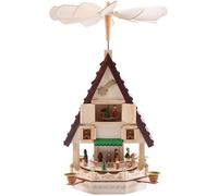 BRUBAKER Pyramide de Noël en Bois Naturel - Figurines peintes à la Main - 4 Étages - Hauteur 49 cm