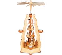 BRUBAKER Pyramide de Noël en bois - Pyramide avec rois mages, chanteurs à l'étoile, Marie, Joseph, Jésus - 55 cm Pyramide de bougies à chauffe-plat pour Noël - Pyramide de table