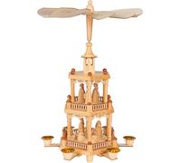 BRUBAKER Pyramide de Noël en bois - Pyramide en bois de 43 cm pour Noël - Pyramide de table tournante - Peinte à la main - Décoration de Noël