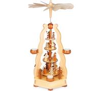BRUBAKER Pyramide de Noël - Rotonde avec Les Rois Mages, Les Chanteurs, Marie, Joseph et Jésus - Modèle de 55 cm en Bois - Idéal pour la Décoration Festive à la Maison