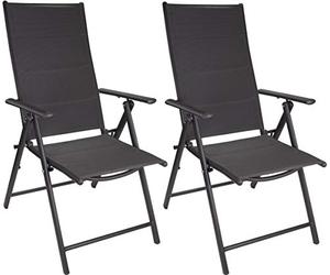 BRUBAKER Riva Lot de 2 Chaises de Jardin Pliante - Chaise à Dossier Haut réglable en 7 Positions - Rembourré - Imperméable - Anthracite