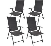 BRUBAKER Riva Lot de 4 Chaises de Jardin Pliante - Chaise à Dossier Haut réglable en 7 Positions - Anthracite