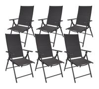 BRUBAKER Riva Lot de 6 Chaises de Jardin Pliante - Chaise à Dossier Haut réglable en 7 Positions - Anthracite