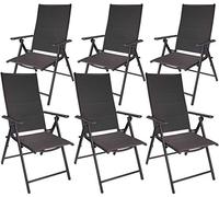 BRUBAKER Riva Lot de 6 Chaises de Jardin Pliante - Chaise à Dossier Haut réglable en 7 Positions - Anthracite