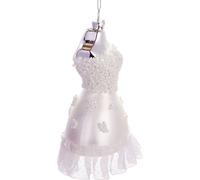 BRUBAKER Robe de mariée blanche - Boule de Noël en verre peinte à la main - Décoration d'arbre de Noël Figurines amusantes Pendentif Déco Boule d'arbre - 12 cm