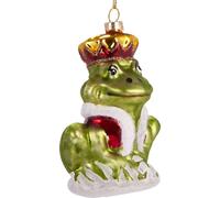 BRUBAKER Roi Grenouille - Boule de Noël en verre peinte à la main - Décorations de Noël Figurines amusantes Pendentif Déco Boule d'arbre - env. 9.5 cm
