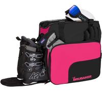 BRUBAKER Sac à chaussures de ski super fonctionnel - Sac à dos pour bottes de ski, casque de ski, gants et vêtements - Sac à chaussures de ski avec compartiment pour casque - Noir/rose