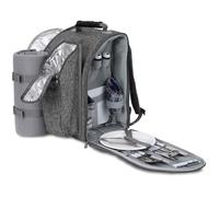 BRUBAKER Sac à Dos Pique-Nique pour 2 Personnes Gris mélangé 28 × 22 × 40 cm - avec Porte-Bouteille et Couverture