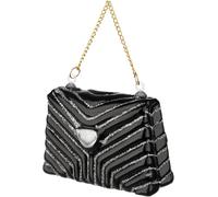 BRUBAKER Sac à Main Designer Noir Argent - Boule en Verre Peinte à la Main - Sac à Paillettes pour Dames - Figurine de Sapin de Noël Soufflée à la Bouche - Pendentif de Décoration Amusant - 8 cm