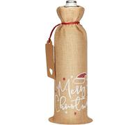 BRUBAKER Sac à vin pour Noël - 36 cm x 17 cm - Sac à vin - Sac à bouteille en toile de jute - Sac à vin pour vin, champagne et champagne - Sac à bouteille, Merry Christmas, 36 x 17 cm, Noël
