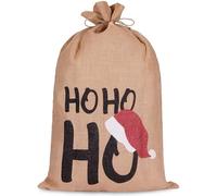 BRUBAKER Sac de Noël Ho Ho Ho - 80 cm Sac Cadeau de Noël - Sac de Jute de Saint Nicolas avec Cordelette pour Emballer les Cadeaux - Sac en Jute