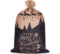 BRUBAKER Sac de Noël Most Wonderful Time of the Year - Sac cadeau de 80 cm - Père Noël avec traîneau, 1 pièce