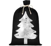 BRUBAKER Sac de Noël noir avec sapin argenté - 80 cm Sac cadeau de Noël - Sac de Saint-Nicolas Sac de jute, 1 pièce