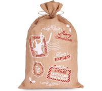 BRUBAKER Sac de Noël Père Noël Express Timbres - 80 cm Sac cadeau de Noël - Sac de Saint-Nicolas Sac de jute, 1 pièce