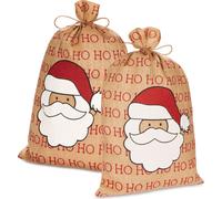 BRUBAKER Sac de Noël Père Noël Ho Ho Ho - 80 cm Sac cadeau de Noël - Sac de Saint-Nicolas Sac de jute, 2 pièces