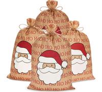 BRUBAKER Sac de Noël Père Noël Ho Ho Ho - 80 cm Sac cadeau de Noël - Sac de Saint-Nicolas Sac de jute, 4 pièces