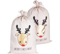 BRUBAKER Sac de Noël renne doré - Merry Christmas - 80 cm Sac cadeau de Noël - Sac de Saint-Nicolas, 2 pièces