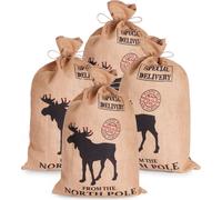 BRUBAKER Sac de Noël Special Delivery from the North Pole - Sac cadeau de 80 cm avec cordelette pour emballer les cadeaux, 4 pièces