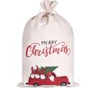 BRUBAKER Sac de Noël Voiture de Noël - Merry Christmas - 80 cm Sac cadeau - Famille de gnome en voiture avec sapin, 1 pièce