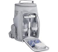 BRUBAKER Sac isotherme pour 2 bouteilles de vin et de champagne jusqu'à 1,5 l, sac isotherme rembourré pour le vin - sac pique-nique isolé, sac isotherme - portable avec anse en gris