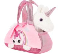 BRUBAKER Sac Licorne Blanc - 20 cm - Peluche dans un sac à main - Peluche Peluche - Rose