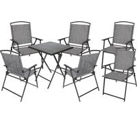 BRUBAKER Salon de jardin Bergamo - Table pliante carrée avec chaises à haut dossier - Résistant aux intempéries et peu encombrant, 6x chaise de camping avec table, Gris