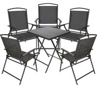 BRUBAKER Salon de jardin Bergamo - Table pliante carrée avec chaises à haut dossier - Résistant aux intempéries et peu encombrant, 5x chaise de camping avec table, gris foncé