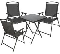 BRUBAKER Salon de jardin Bergamo - Table pliante carrée avec chaises à haut dossier - Résistant aux intempéries et peu encombrant, 3x chaise de camping avec table, gris foncé